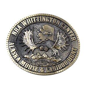 Belt Buckle NRA Whittington Center Alaska Moose and Caribou Hunt 1980s